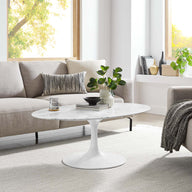 Tulip Oval-Shaped Artificial Marble Coffee Table