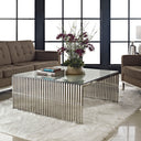 Grid Stainless Steel Coffee Table, Silver