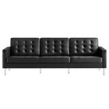 Allen Tufted Upholstered Faux Leather Sofa