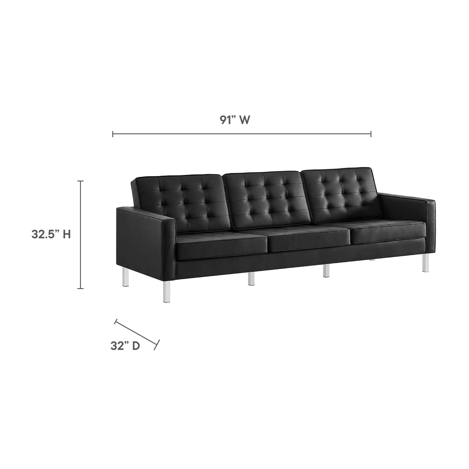 Allen Tufted Upholstered Faux Leather Sofa