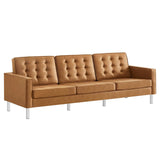 Allen Tufted Upholstered Faux Leather Sofa