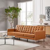 Allen Tufted Upholstered Faux Leather Sofa