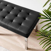 Tufted Leather Bench