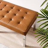 Loft Tufted Vegan Leather Bench