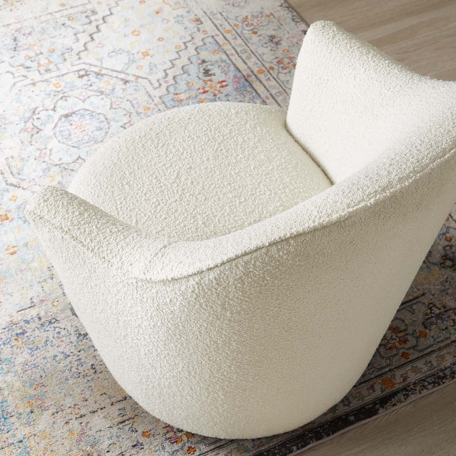 Nora Boucle Upholstered Swivel Chair