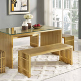 Gridiron Large Stainless Steel Bench in Gold