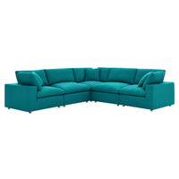 Haven Down Filled Overstuffed 5 Piece Sectional Sofa Set with Armrest