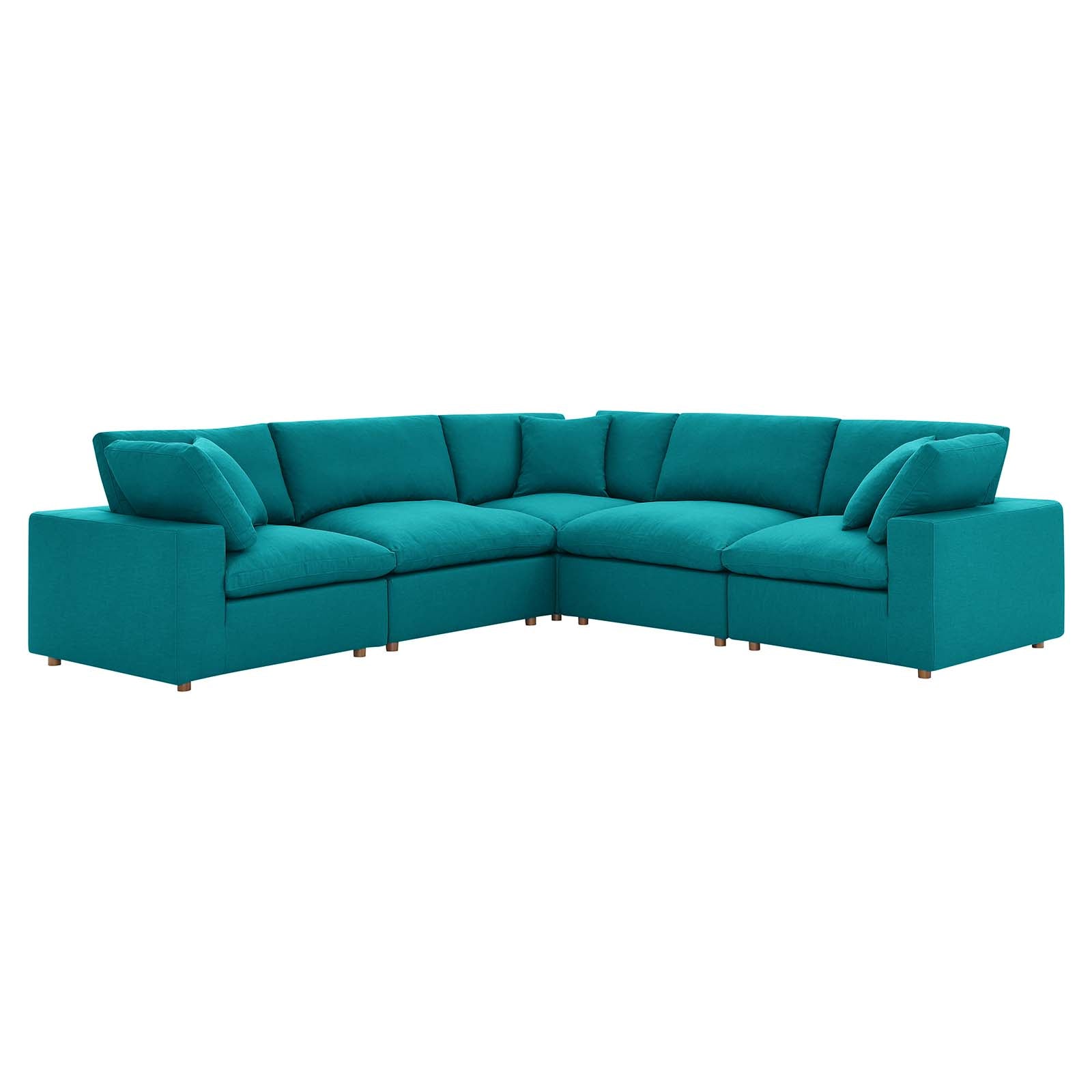 Haven Down Filled Overstuffed 5 Piece Sectional Sofa Set with Armrest