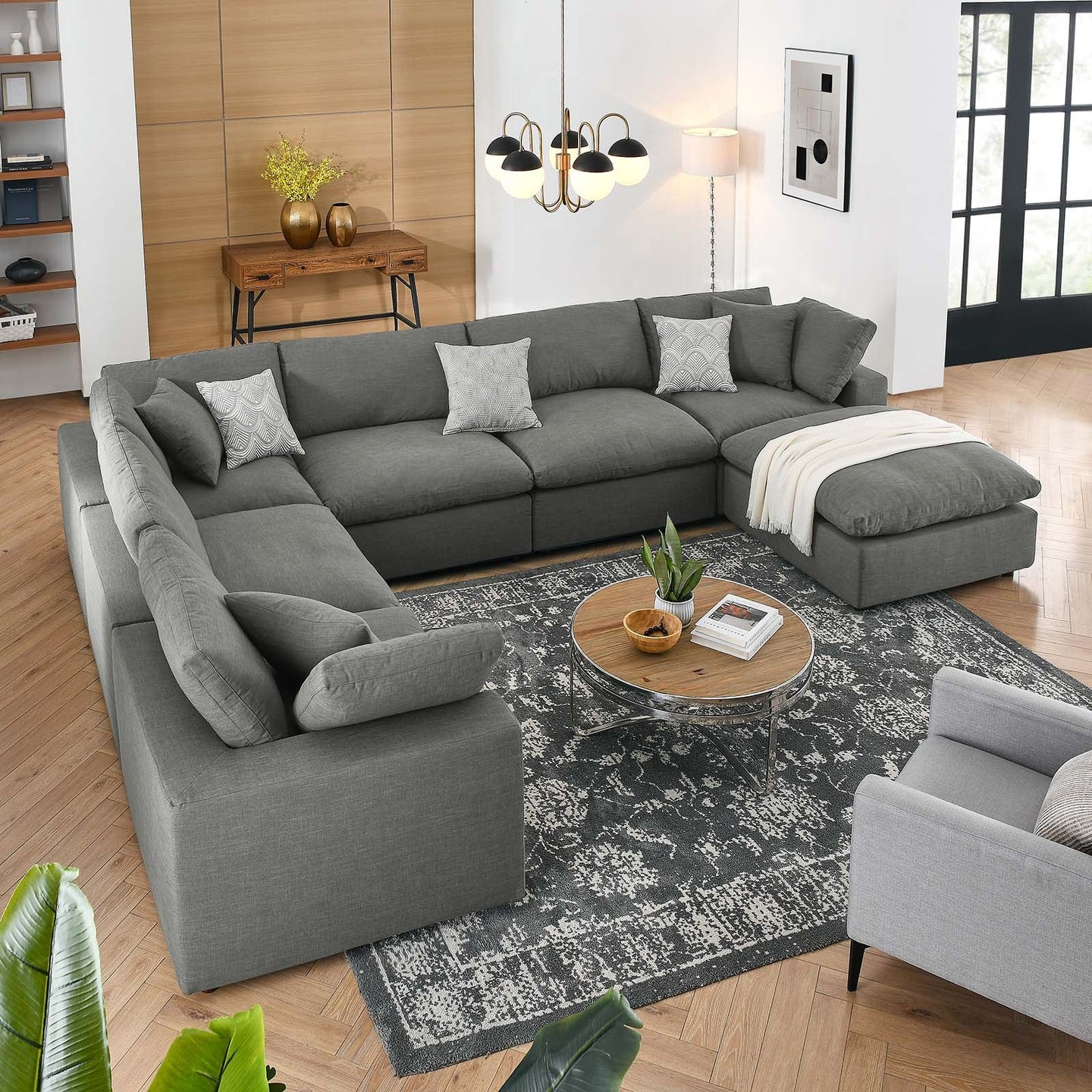 Haven Down Filled Overstuffed 7 Piece Sectional Sofa Set