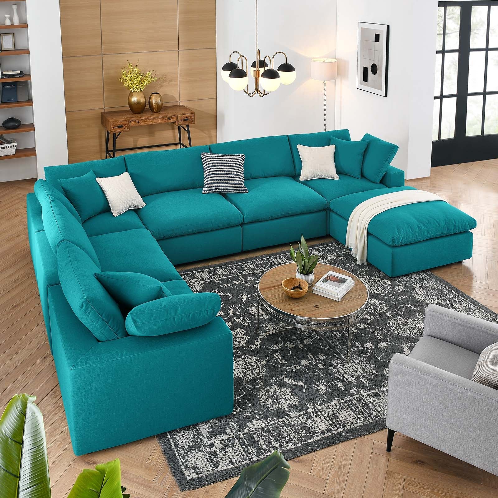 Haven Down Filled Overstuffed 7 Piece Sectional Sofa Set