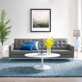 Allen Tufted Upholstered Faux Leather Sofa