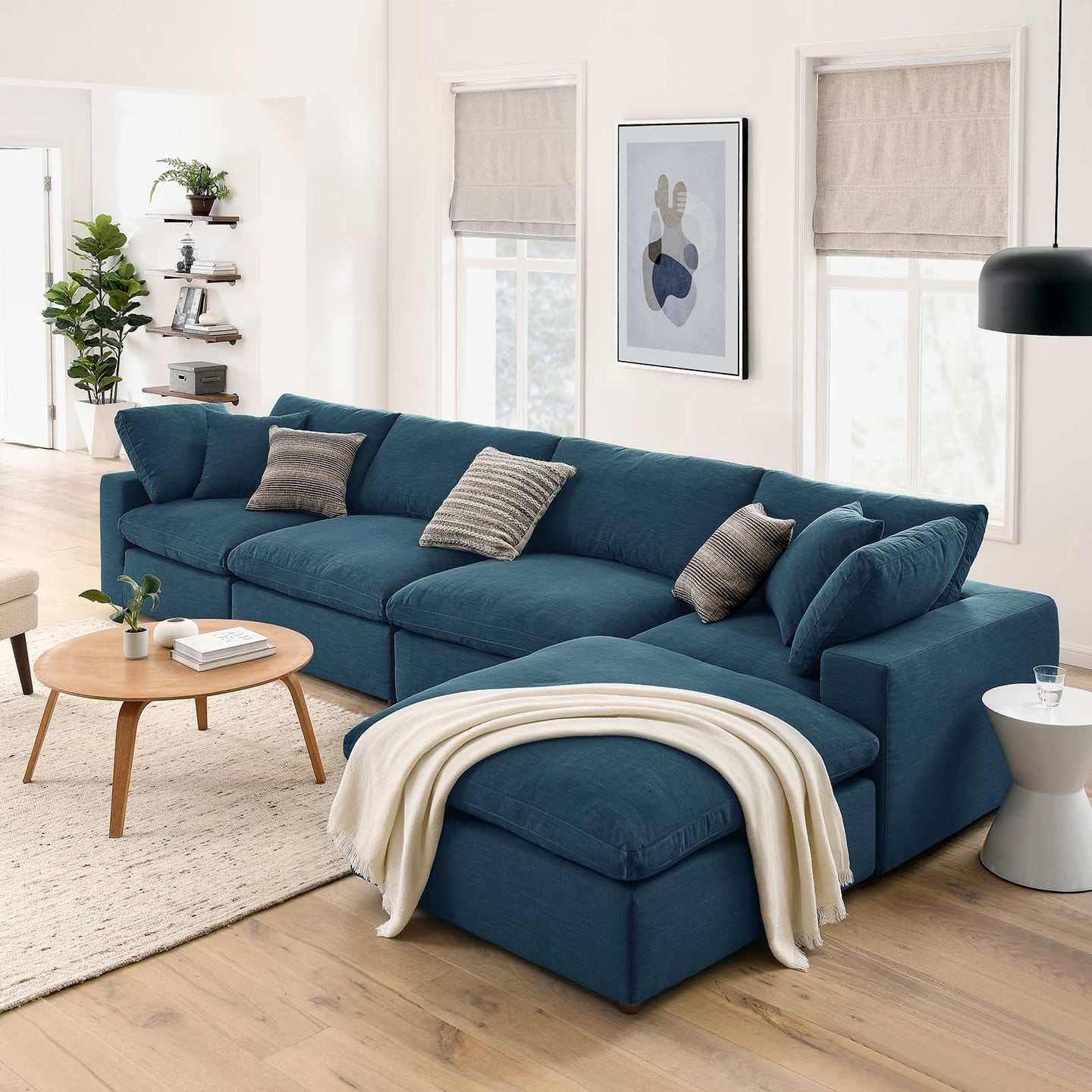 Haven Down Filled Overstuffed 5 Piece Plush Sectional Sofa Set