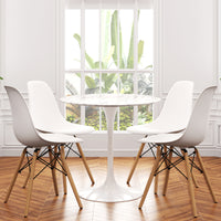 Tulip 32" Marble Dining Table & Eiffel Chairs Set