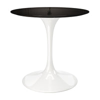 Tulip Fiberglass Dining Table, Round White Base