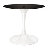 Tulip Fiberglass Dining Table, Round White Base