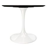 Tulip Fiberglass Dining Table, Round White Base
