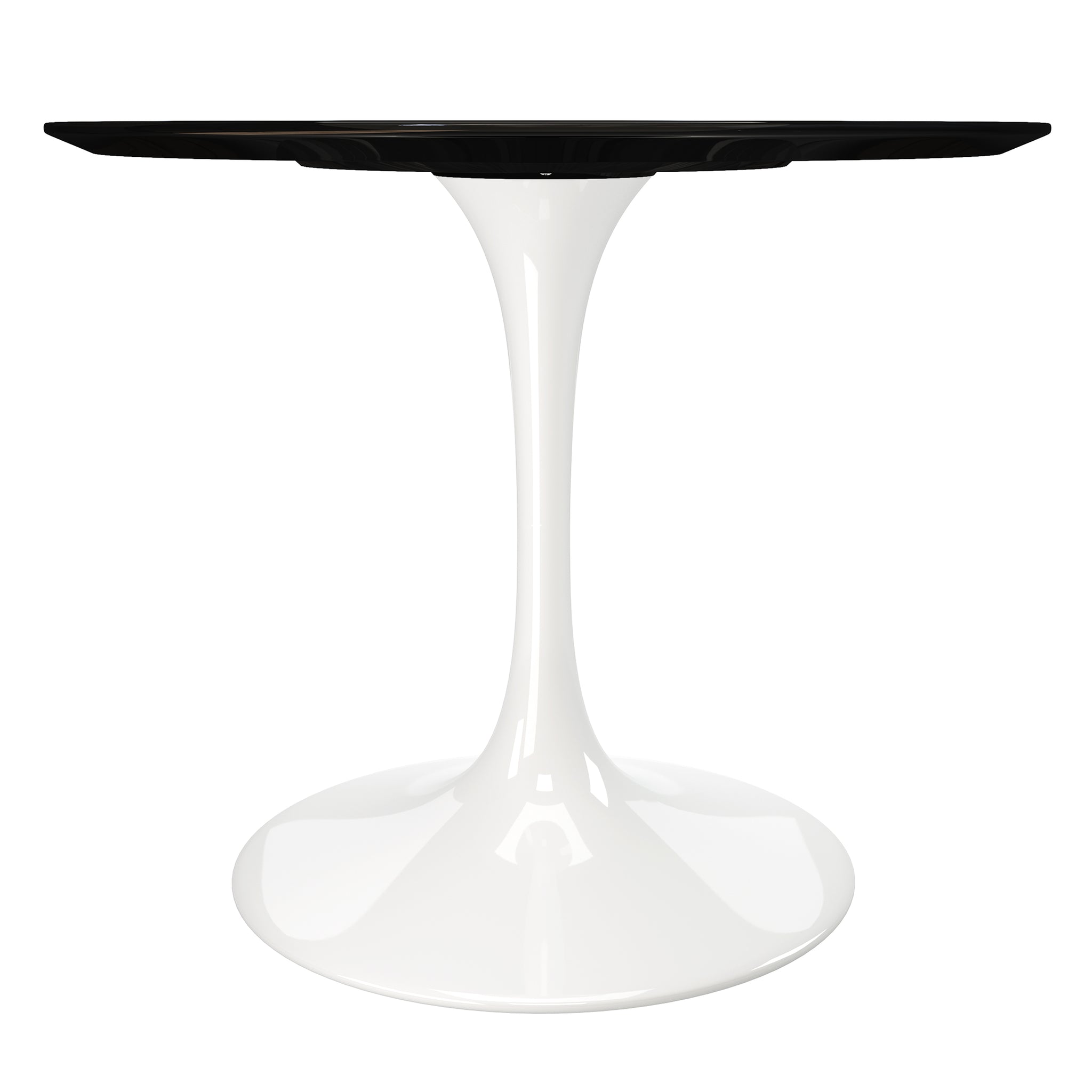 Tulip Fiberglass Dining Table, Round White Base