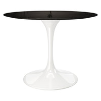 Tulip Fiberglass Dining Table, Round White Base