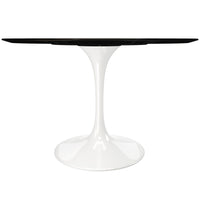 Tulip Fiberglass Dining Table, Round White Base