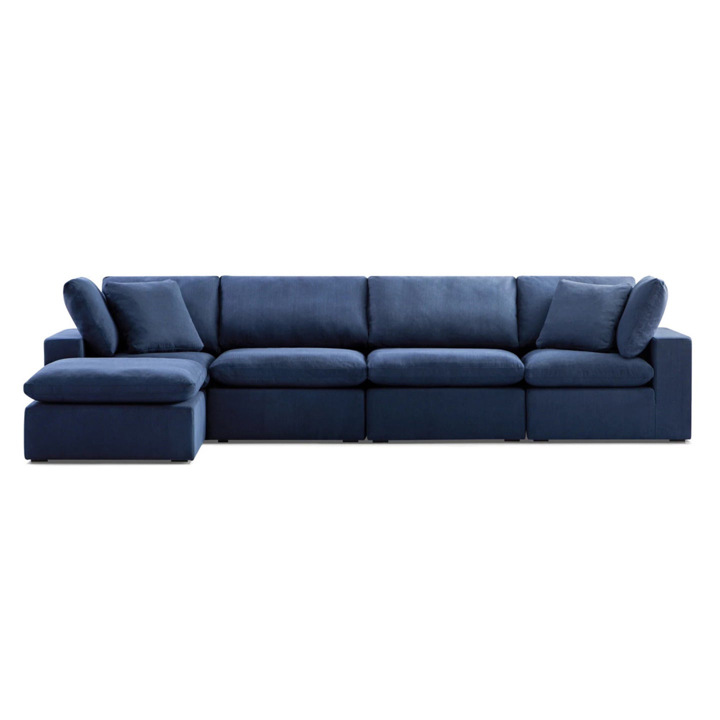 Haven 4 Seater Sectional Sofa With Ottoman, Navy Blue