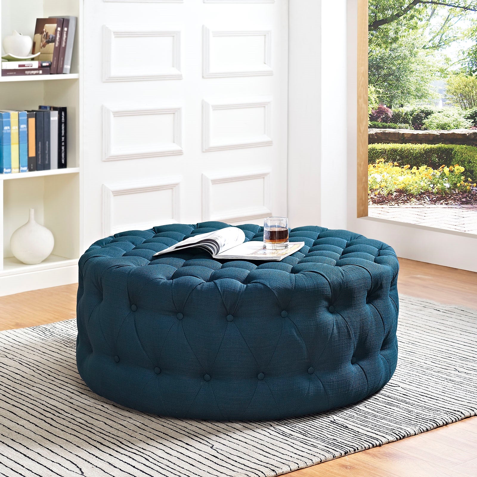 Amour Upholstered Fabric Ottoman