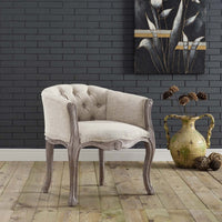 Crown Vintage French Upholstered Fabric Dining Armchair