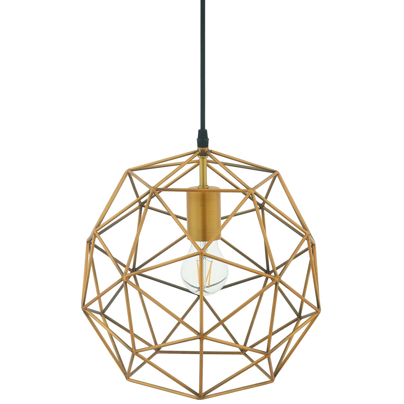 Rarity Geometric Decagon-Shaped Brass Pendant Light