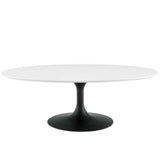 Tulip 48" Oval Wood Top Coffee Table Black Base