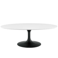 Tulip 48" Oval Wood Top Coffee Table Black Base
