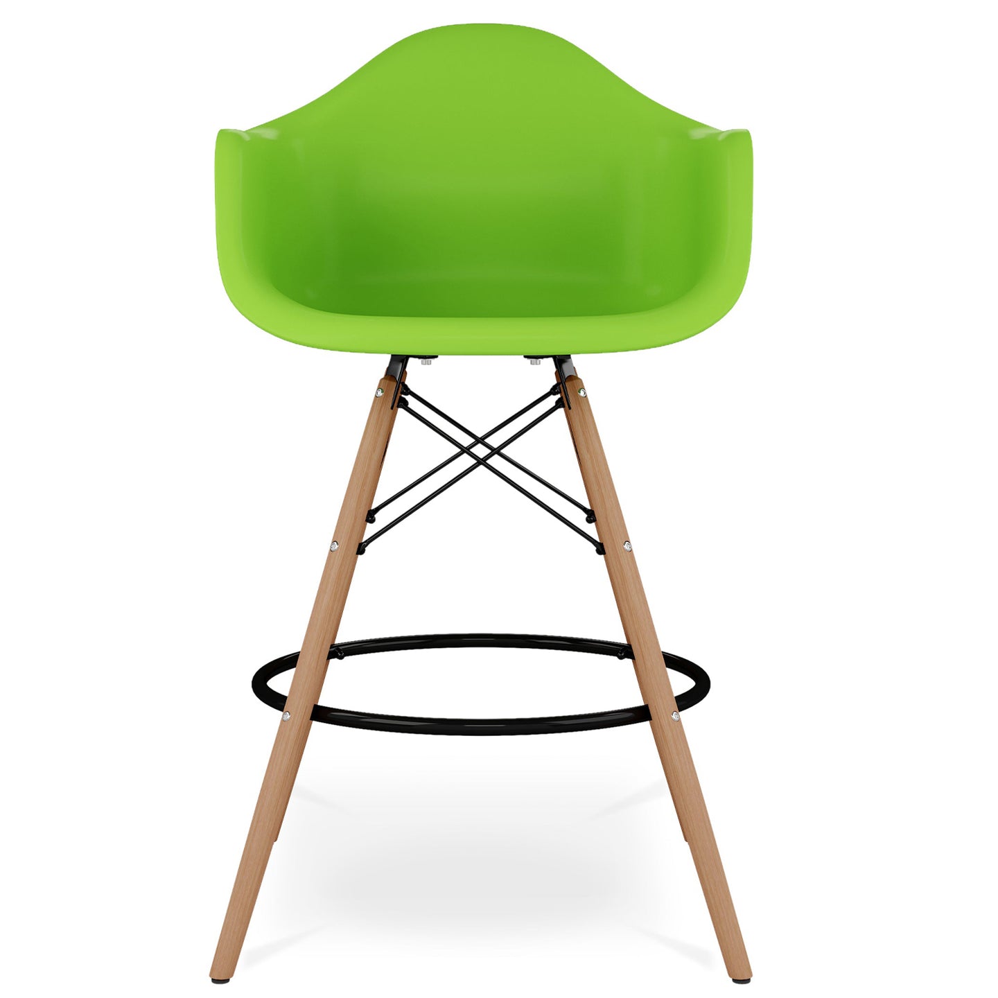 Eiffel Counter Stool With Arms, Green