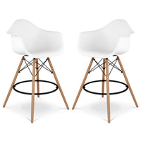 Pyramid Counter Stool With Arms, White
