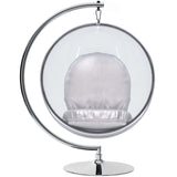 Hanging Bubble Chair With Stand - Silver Cushions
