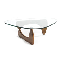 Glass top Triangle Coffee Table, Walnut 19mm Glass Noguchi Coffee table walnut