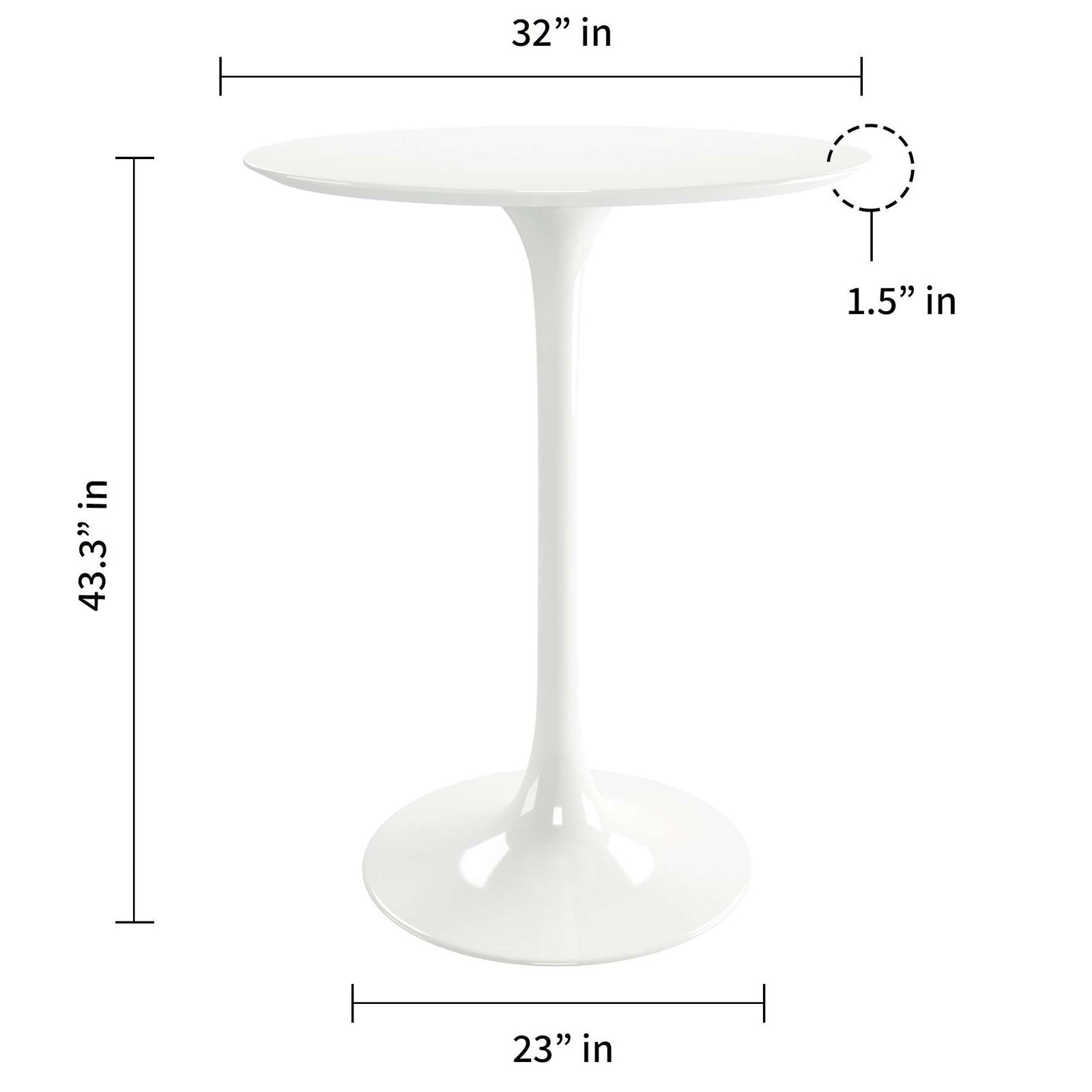 Tulip Fiberglass Bar Table, 32" Round