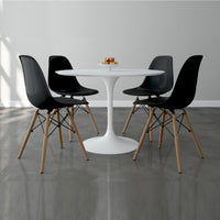 Tulip 42" Fiberglass Dining Table & Wood Leg Chairs Set