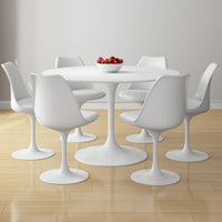 Freak 48" Fiberglass Dining Table & Wood Leg Chairs Set