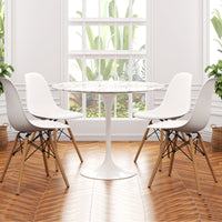 Tulip 40" Marble Dining Table & Eiffel Chairs Set