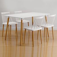 Vincent White Dining Set, Spindle Chairs